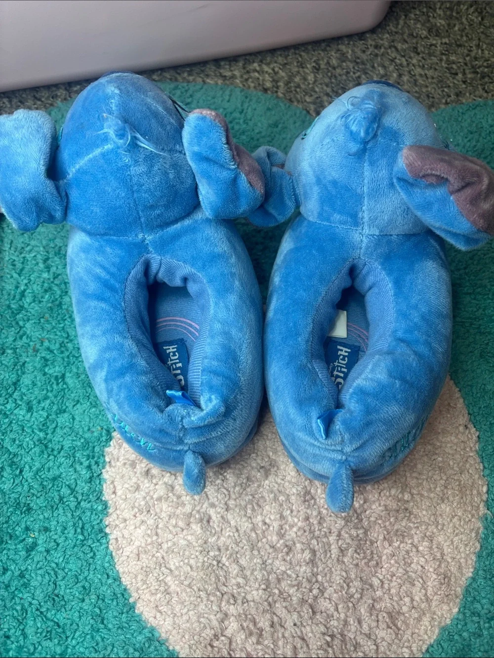 Blue Stitch Plush Slippers